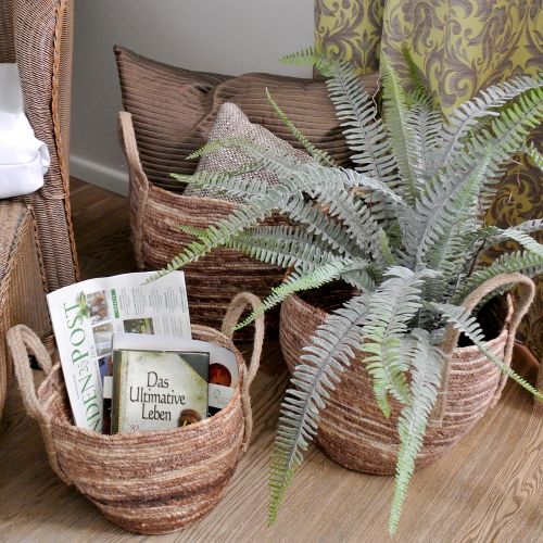 Floristik24 Panier en rotin nature/marron Ø40/32/26cm 3pcs