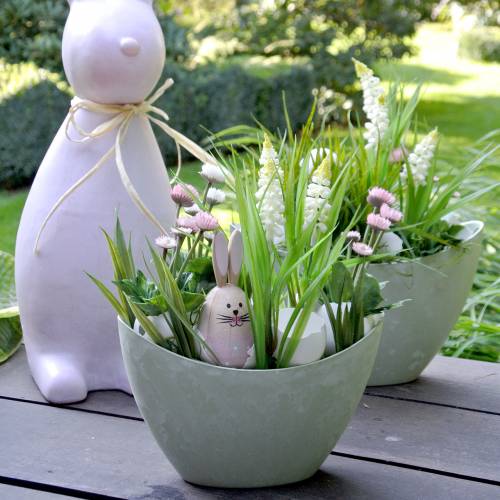 Floristik24 Bol décoratif pour plantes bleu 24cm x 10cm H14cm 1 pièce