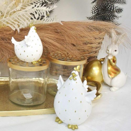 Floristik24 Déco poulet pour Pâques, oiseau rigolo, poulet de Pâques, poule H12,5cm