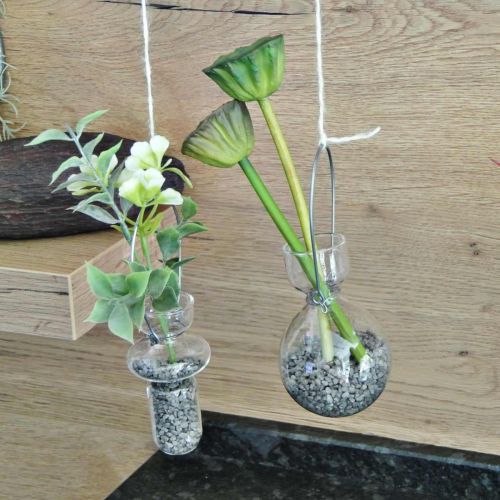Article Mini vases en verre pour support suspendu bulbeux H11/11,5cm lot de 2