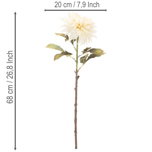 Fleur artificielle Dahlia crème blanche 68 cm | Floristik24.fr