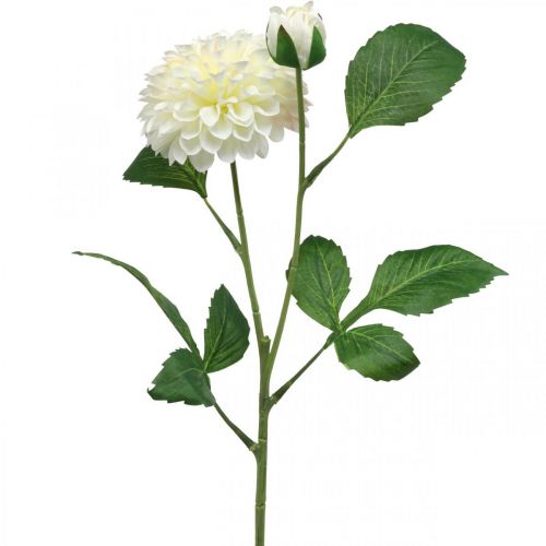 Dahlia artificiel fleurs artificielles vert crème 2 fleurs 60cm