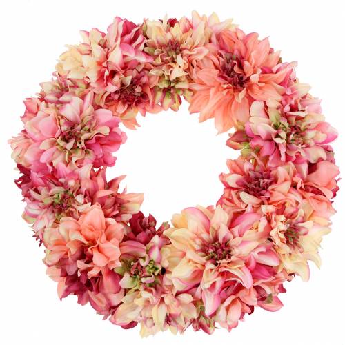 Article Couronne de fleurs de dahlia rose, crème Ø42cm
