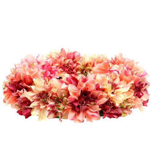 Couronne de fleurs de dahlia rose, crème Ø42cm