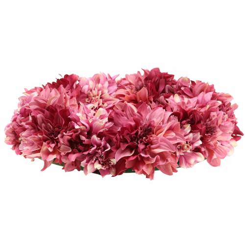 Article Couronne de fleurs de dahlia ancienne rose, mauve Ø42cm