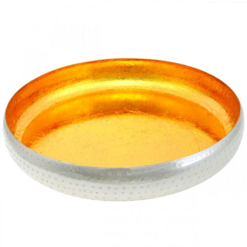 Floristik24 Bol décoratif métal rond Plateau doré &amp; argenté Ø36.5cm