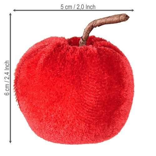 Article Pommes décoratives en tissu décoration d'automne velours rouge Ø5cm H6cm 12 pcs