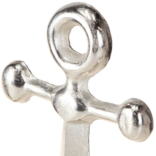 Article Ancre décorative en métal et bois en argent naturel 25,5 x 5,5 x 31 cm