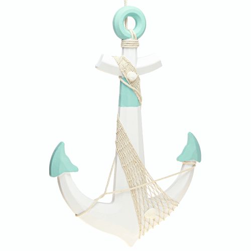 Ancre décorative blanche bleue décoration maritime à suspendre H58,5cm