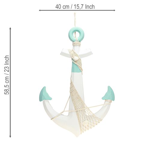 Article Ancre décorative blanche bleue décoration maritime à suspendre H58,5cm