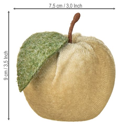 Article Pomme décorative en velours avec feuille marron jaune Ø7,5 cm H9 cm 9 pièces