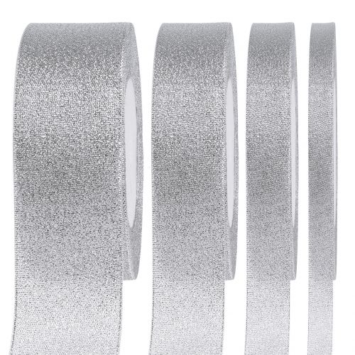 Ruban décoratif argent différentes largeurs 22,5m