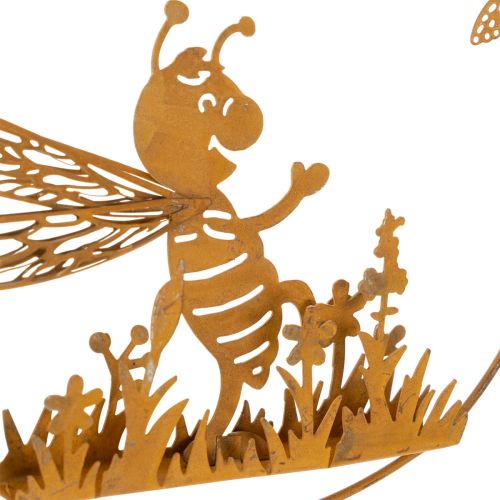Abeille décorative en métal, finition rouille, décoration de jardin à suspendre, Ø14 cm, lot de 4 | Floristik24.fr