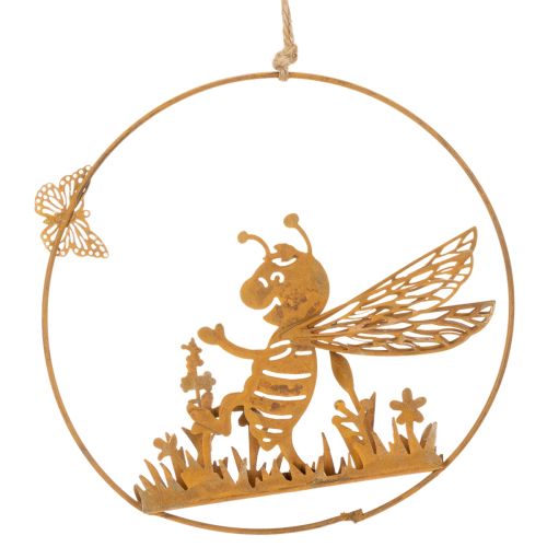 Abeille décorative en métal, finition rouille, décoration de jardin à suspendre, Ø14 cm, lot de 4 | Floristik24.fr