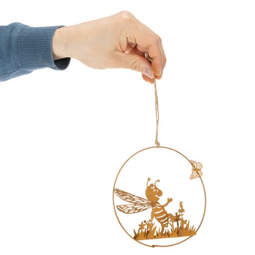 Abeille décorative en métal, finition rouille, décoration de jardin à suspendre, Ø14 cm, lot de 4 | Floristik24.fr