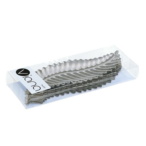 Floristik24 Feuille décorative en métal argenté 4cm x 12cm 12pcs
