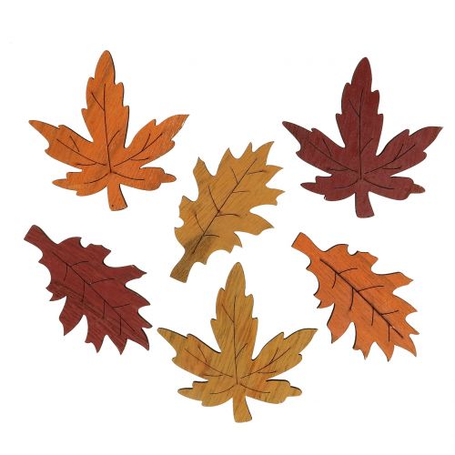 Floristik24 Lot de feuilles décoratives en bois jaune, orange, rouge foncé 8 cm 18 p.