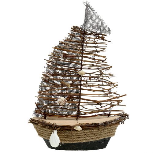Floristik24 Bateau décoratif avec branches et coquillages 38cm