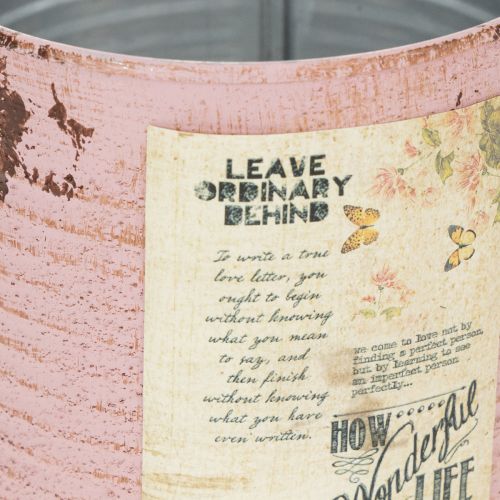 Article Boîte décorative en métal, rose antique, pour planter, Ø11cm H10,5cm