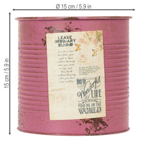 Article Boîte décorative en métal violet pour plantation, Ø15,5 cm H15 cm