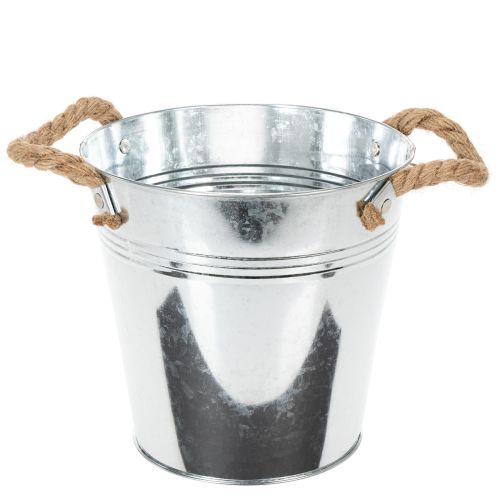 Cache-pot en métal avec poignées en corde Ø20 cm acheter | Floristik24.fr