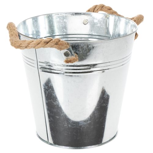 Cache-pot en métal avec poignées en corde Ø20 cm | Floristik24.fr