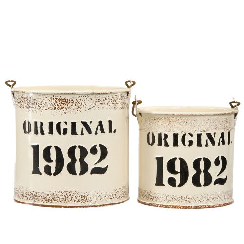 Article Anse de Seau Décorative &quot;Original 1982&quot; Crème Ø12/10cm 2×2-Set