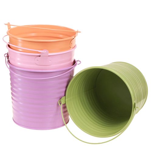 Floristik24 Pot de fleurs décoratif en métal avec anse 4 couleurs Ø14cm 8 pièces