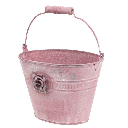 Floristik24 Seau décoratif rose L17.5cm H14cm