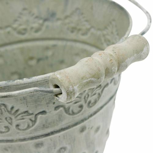 Floristik24 Seau décoratif métal blanchi jardinière Ø18.5cm décoration pointillé métal