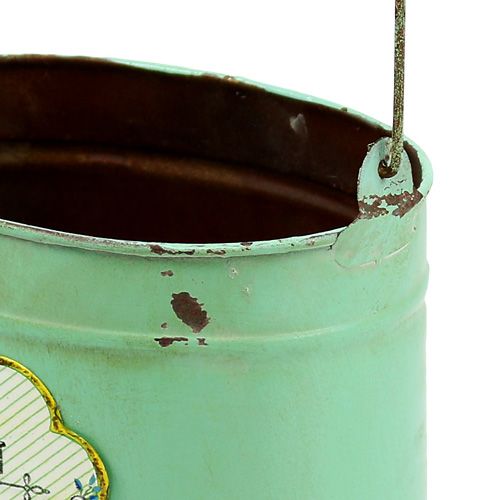 Floristik24 Seau décoratif ovale 2 pièces motif rose vert 13,5cm / 17cm