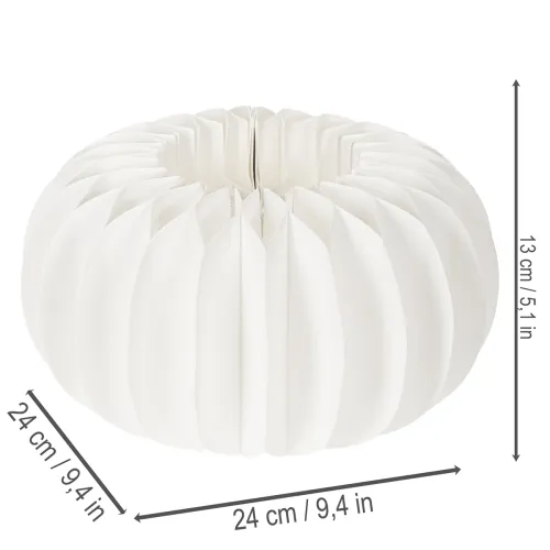 Citrouille en papier alvéolé blanche 24 cm, idéale pour compositions de fleurs séchées et déco d'automne, lot de 4 | Floristik24.fr