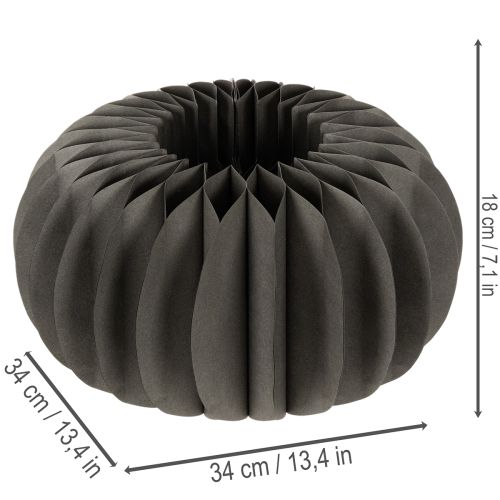 Citrouille en papier alvéolé noir 34 cm diamètre lot de 2 | Floristik24.fr