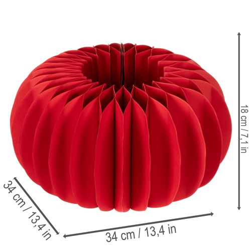 Décoration en papier alvéolé forme citrouille 34cm rouge (lot de 2) | Floristik24.fr