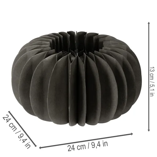 Citrouille en papier alvéolé gris foncé 24 cm - Lot de 4 | Floristik24.fr