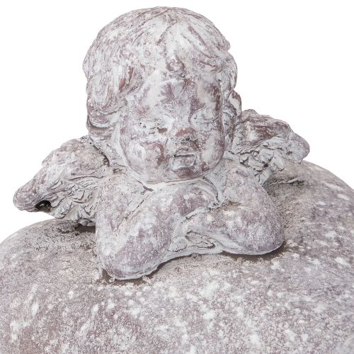 Article Figurine décorative d&#39;ange sur un cœur en pierre moulée 15×13,5×12cm