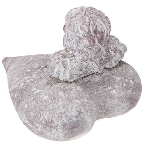 Article Figurine décorative d'ange sur un cœur en pierre moulée 15×13,5×12cm