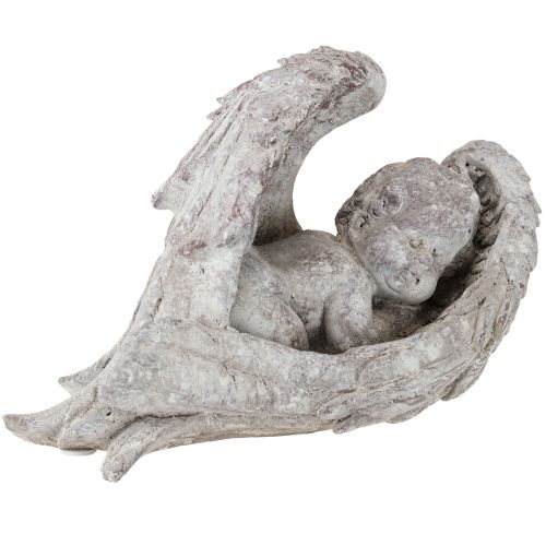 Ange décoratif endormi avec des ailes, figurine d&#39;ange tombale 22,5 cm