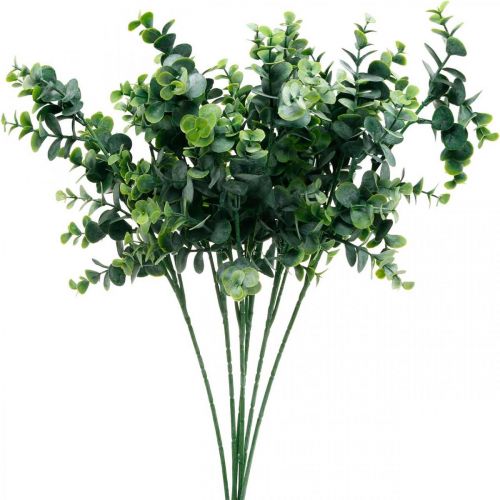 Branche d&#39;eucalyptus décorative Vert foncé Eucalyptus artificiel Plantes vertes artificielles 6pcs