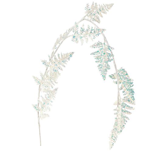Article Fougère déco à suspendre blanc bleu pailleté hiver L110cm
