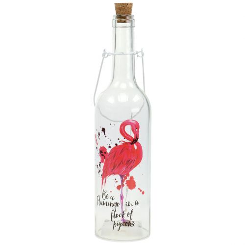 Article Bouteille déco LED flamant rose 37,5cm blanc chaud 2pcs
