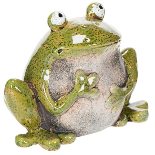 Figurine décorative en céramique grenouille vert brun vintage 15,5 cm acheter | Floristik24.fr