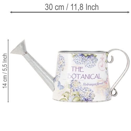 Arrosoir décoratif en métal, motif hortensia vintage, 30 x 11 x 14,5 cm | Floristik24.fr