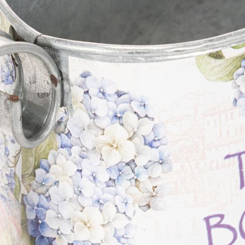 Arrosoir décoratif en métal, motif hortensia vintage, 30 x 11 x 14,5 cm | Floristik24.fr