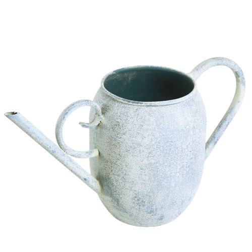 Arrosoir décoratif en métal blanc bleu 32cmx11cmx18cm
