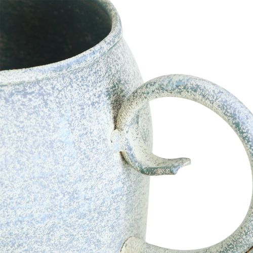 Article Arrosoir décoratif en métal blanc bleu 32cmx11cmx18cm