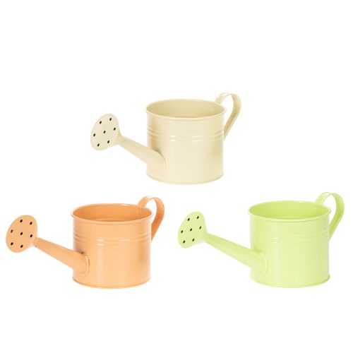 Ensemble d'arrosoirs décoratifs aux tons pastel saumon, vert et jaune-vert - pot en métal Ø11 cm H10 cm, 8 pièces acheter | Floristik24.fr