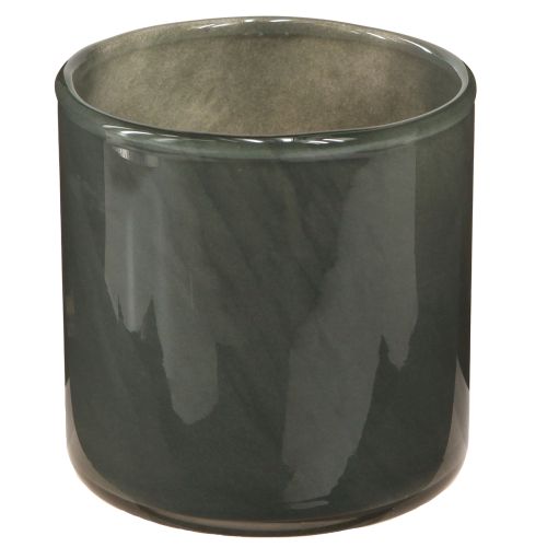 Article Jardinière décorative en verre vert gris clair gris H10cm 3 pcs