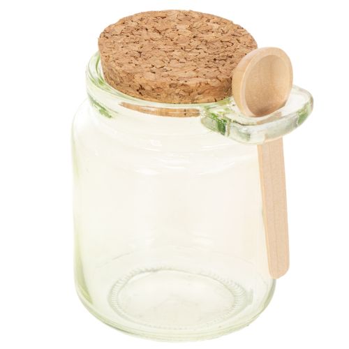 Verre décoratif avec couvercle en liège et cuillère, vert, Ø7cm, H10cm, 2 pièces | Floristik24.fr