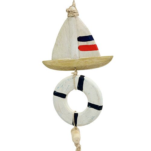 Article Suspension décorative bateau, coquillages L. 42 cm